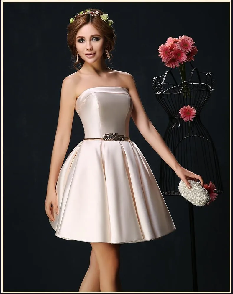 Candy Color Strapless Mini Cocktail Dress