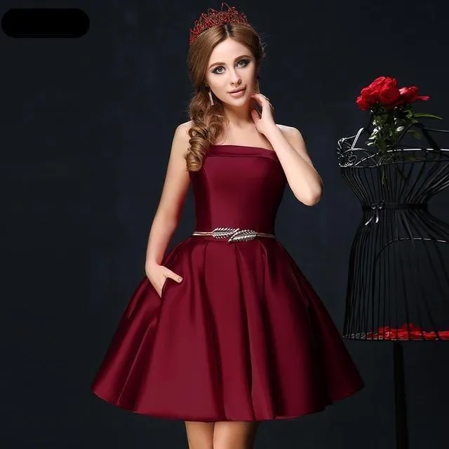 Candy Color Strapless Mini Cocktail Dress