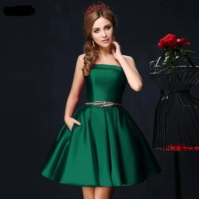 Candy Color Strapless Mini Cocktail Dress