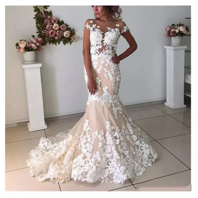 Champagne Mermaid Wedding Dresses