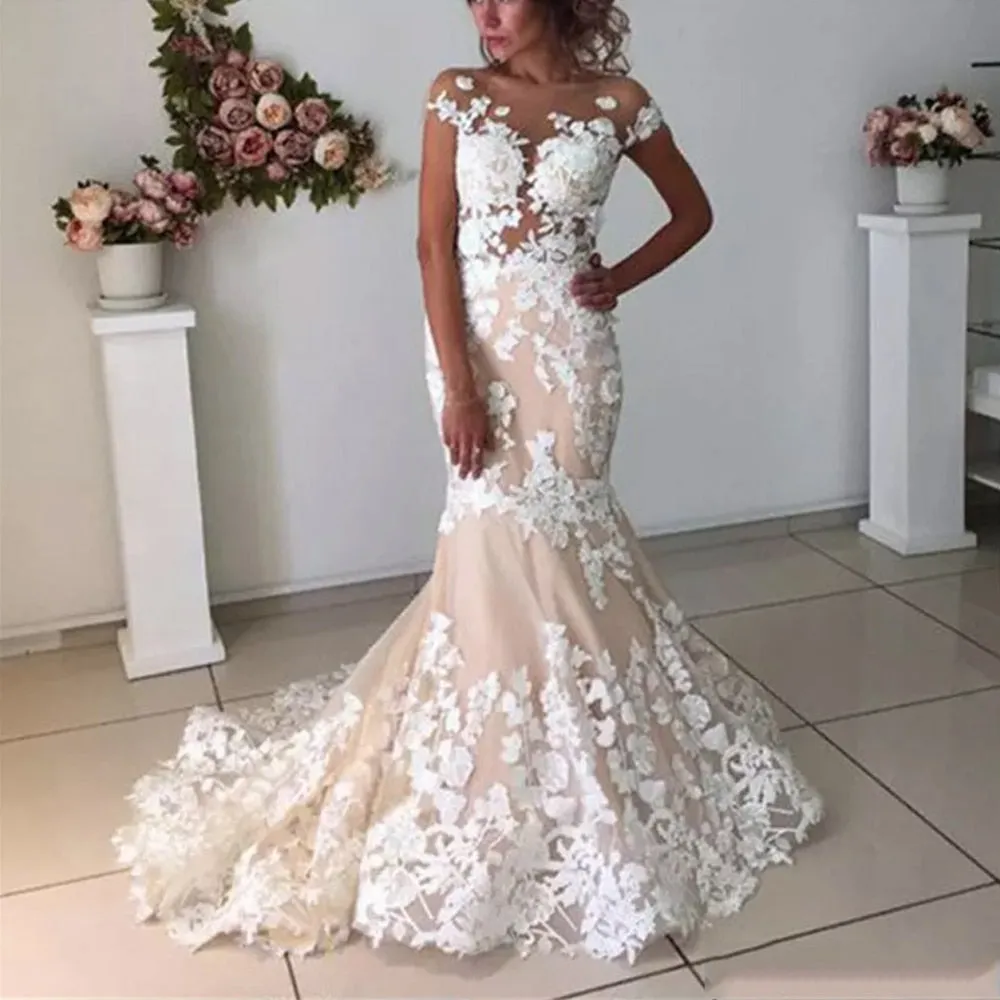 Champagne Mermaid Wedding Dresses