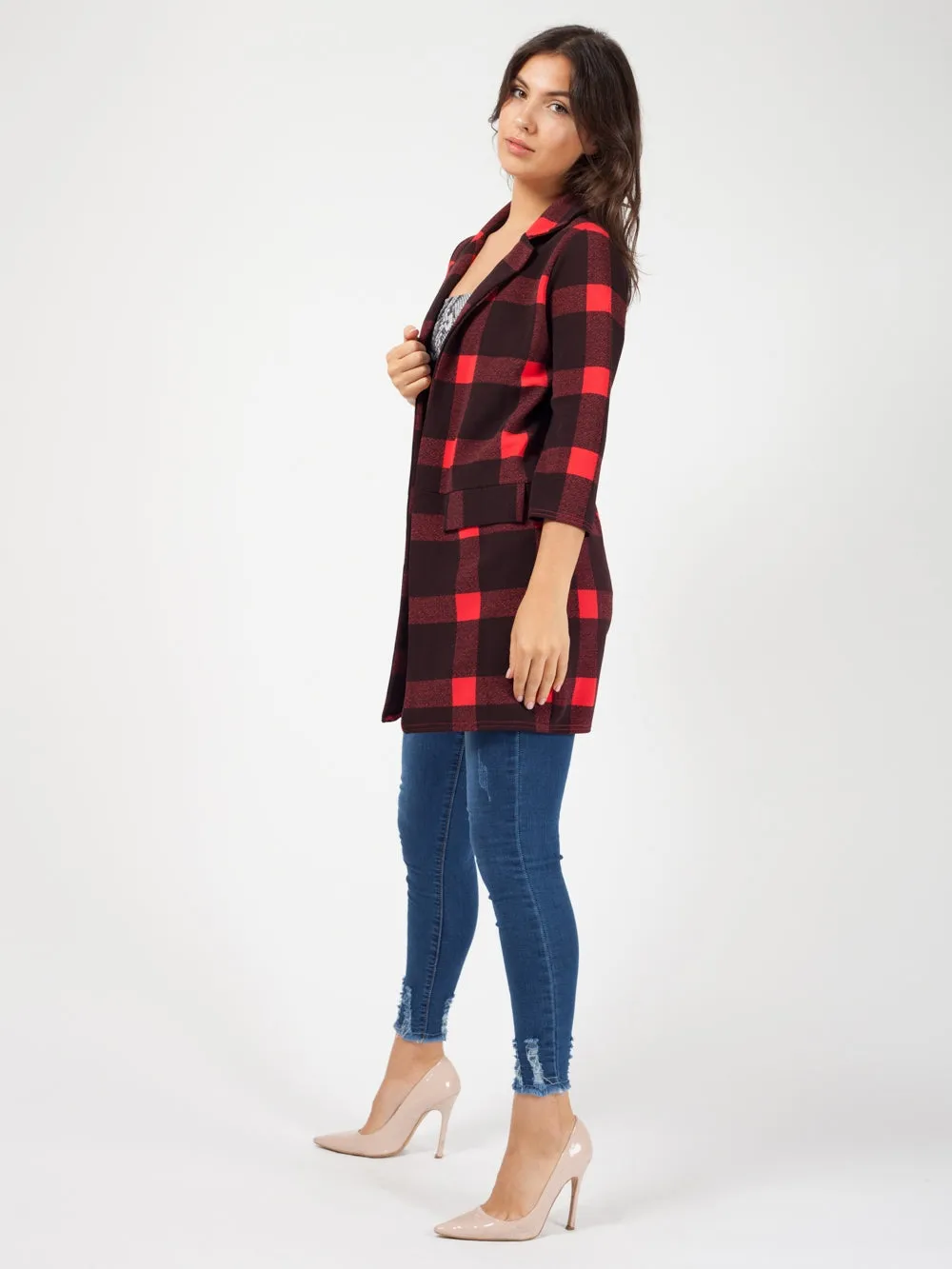 Checked Duster Blazer Coat