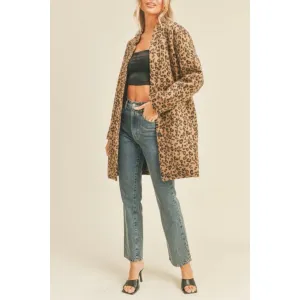 cheetah print pea coat