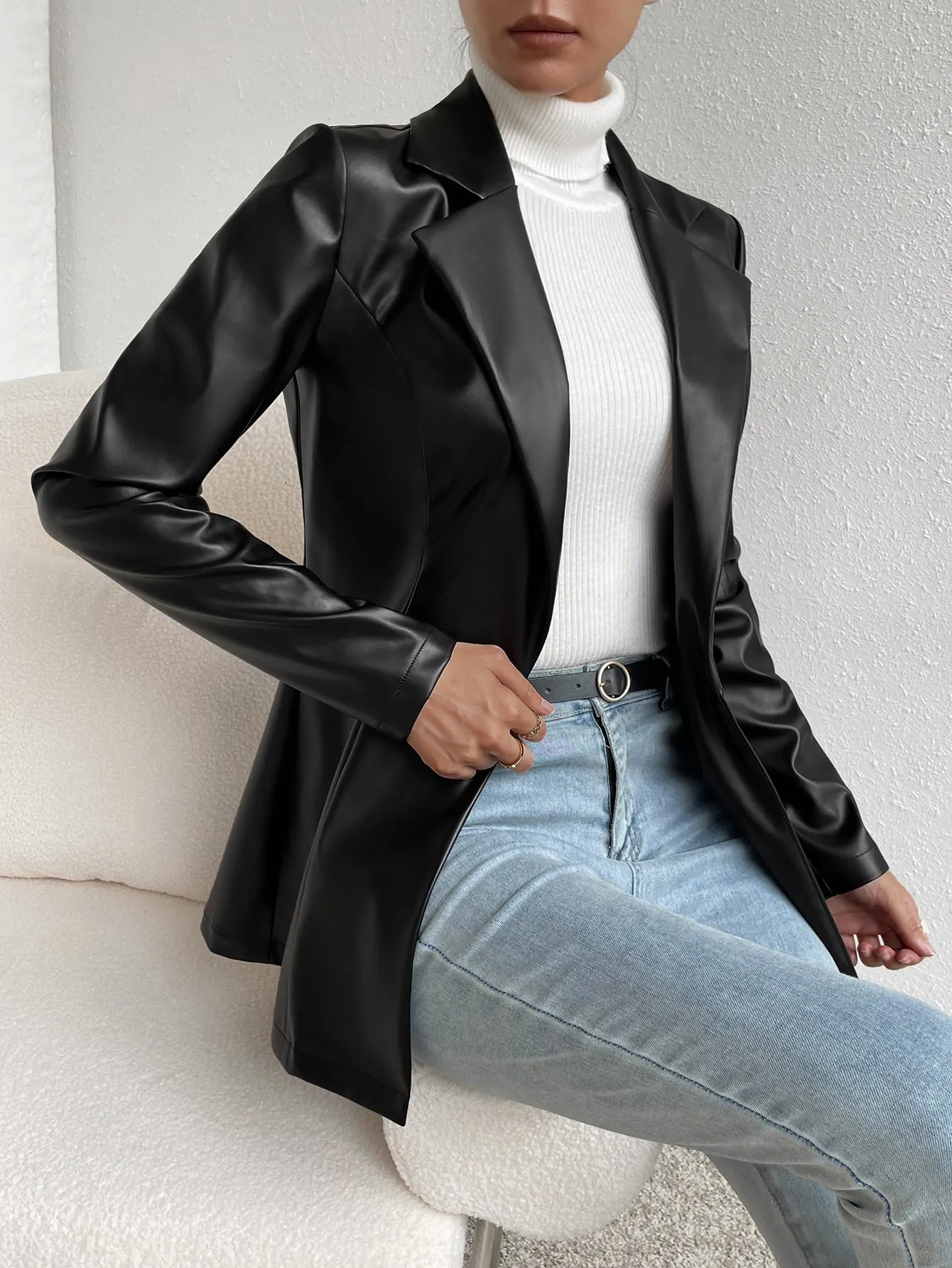 Cherry Vibes Abrigo de Cuello con Solapa en