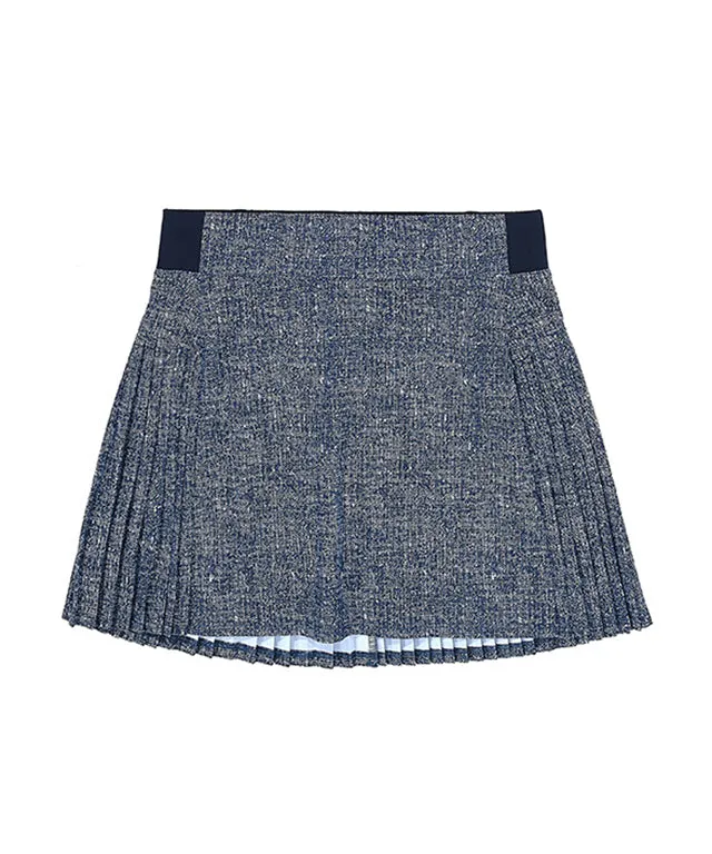 CHUCUCHU Camo Denim Back Pleated Skirt - Denim Blue