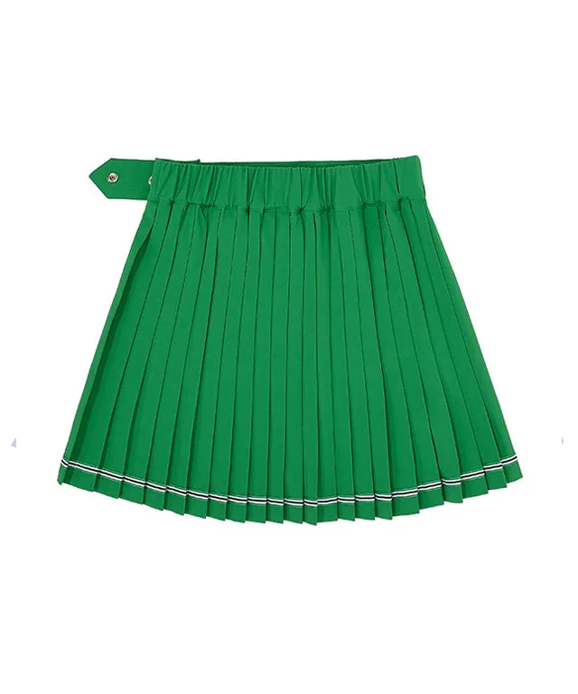 CHUCUCHU  Pleated Wrap Skirt Short Pants - Green