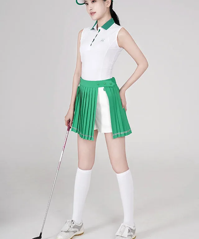 CHUCUCHU  Pleated Wrap Skirt Short Pants - Green