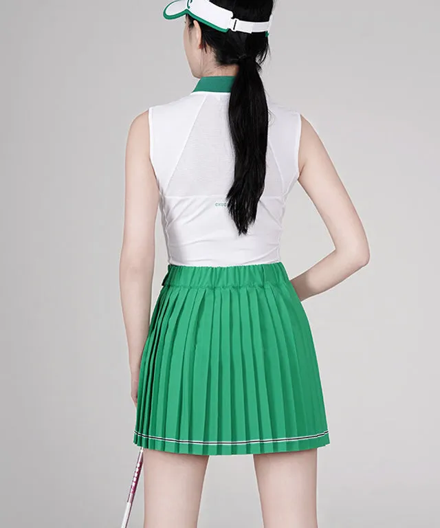 CHUCUCHU  Pleated Wrap Skirt Short Pants - Green