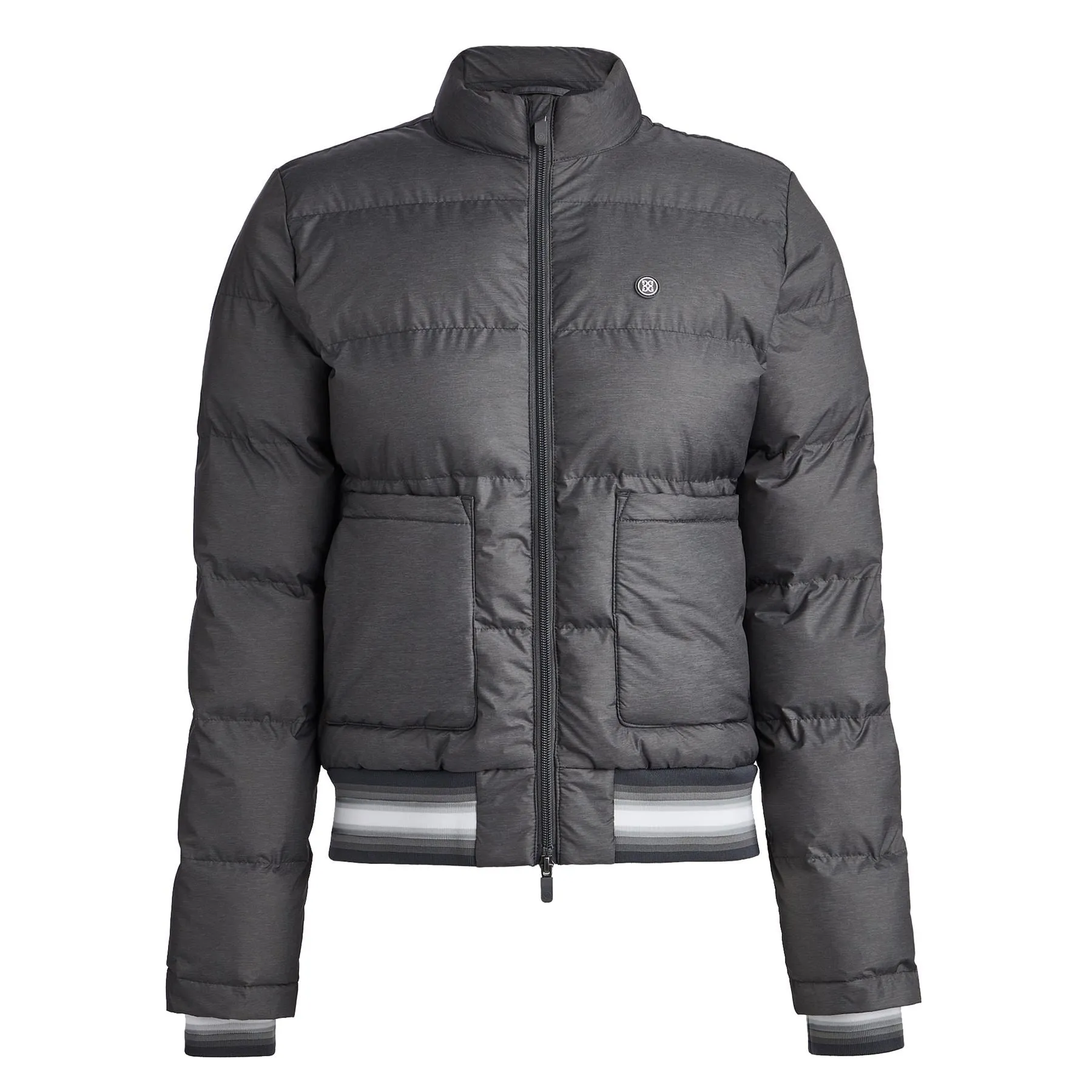 Coated Nylon Melange Puffer Jacket Charcoal Heather Grey