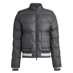 Coated Nylon Melange Puffer Jacket Charcoal Heather Grey