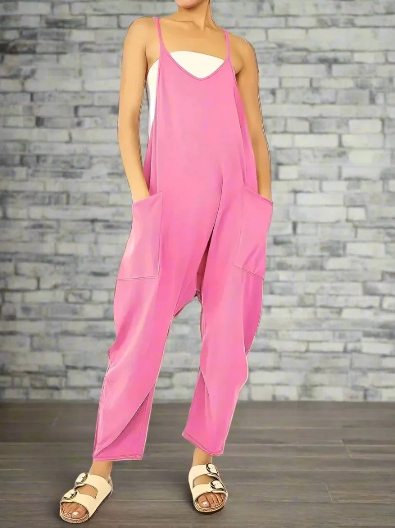 Comfy Loose Leg Jumpsuit - Women's Casual Wear