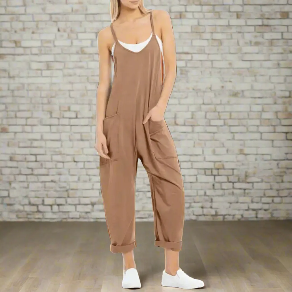 Comfy Loose Leg Jumpsuit - Women's Casual Wear