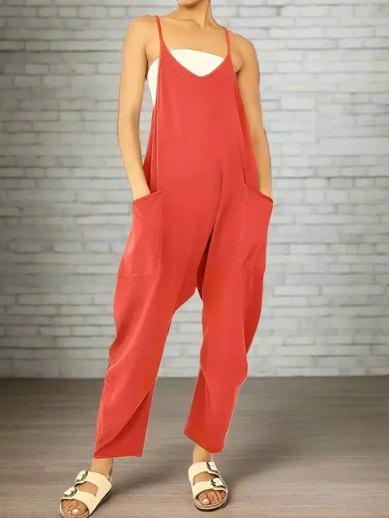 Comfy Loose Leg Jumpsuit - Women's Casual Wear