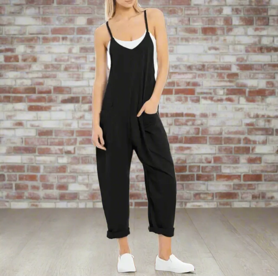Comfy Loose Leg Jumpsuit - Women's Casual Wear