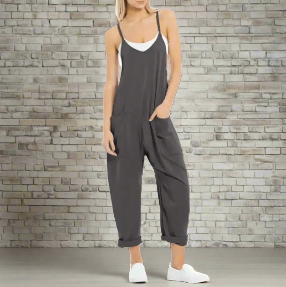 Comfy Loose Leg Jumpsuit - Women's Casual Wear