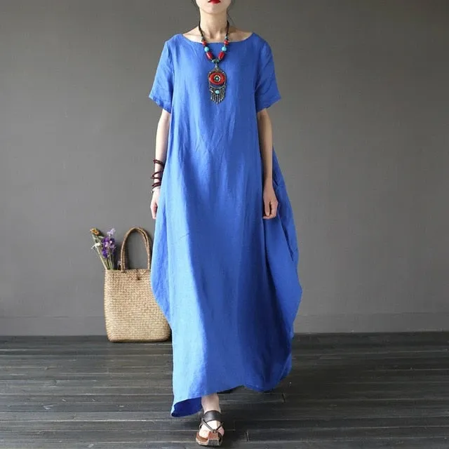 Crewneck Batwing Long Dress