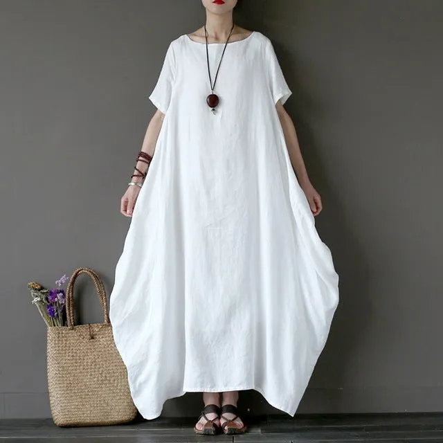 Crewneck Batwing Long Dress