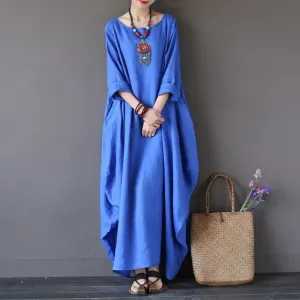 Crewneck Batwing Long Dress
