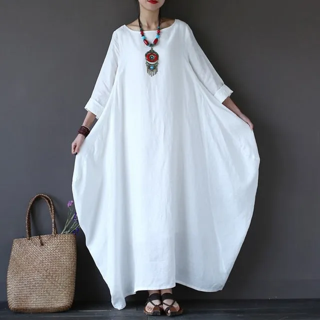 Crewneck Batwing Long Dress
