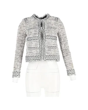 Cropped Tweed Jacket Fringe Detail