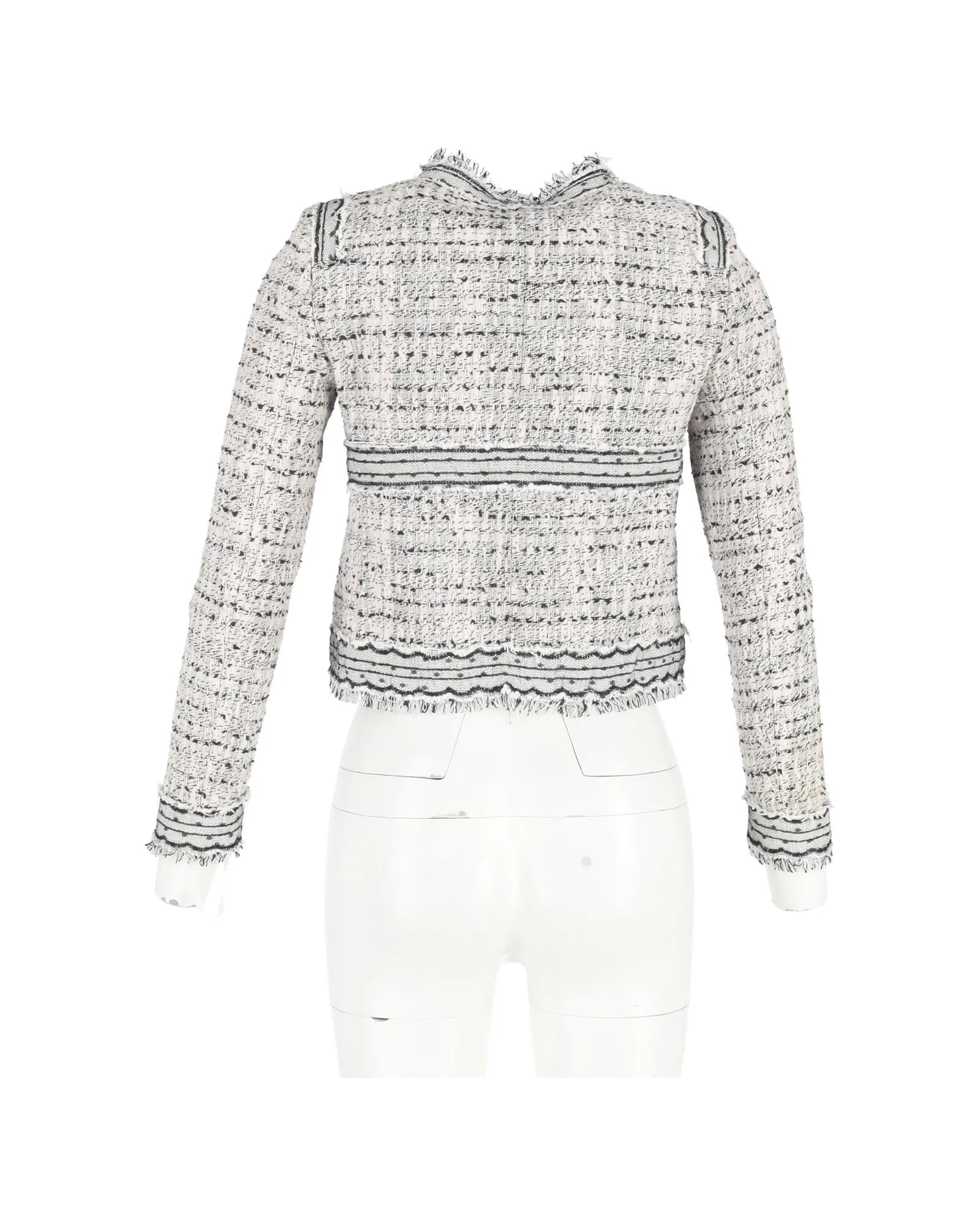 Cropped Tweed Jacket Fringe Detail