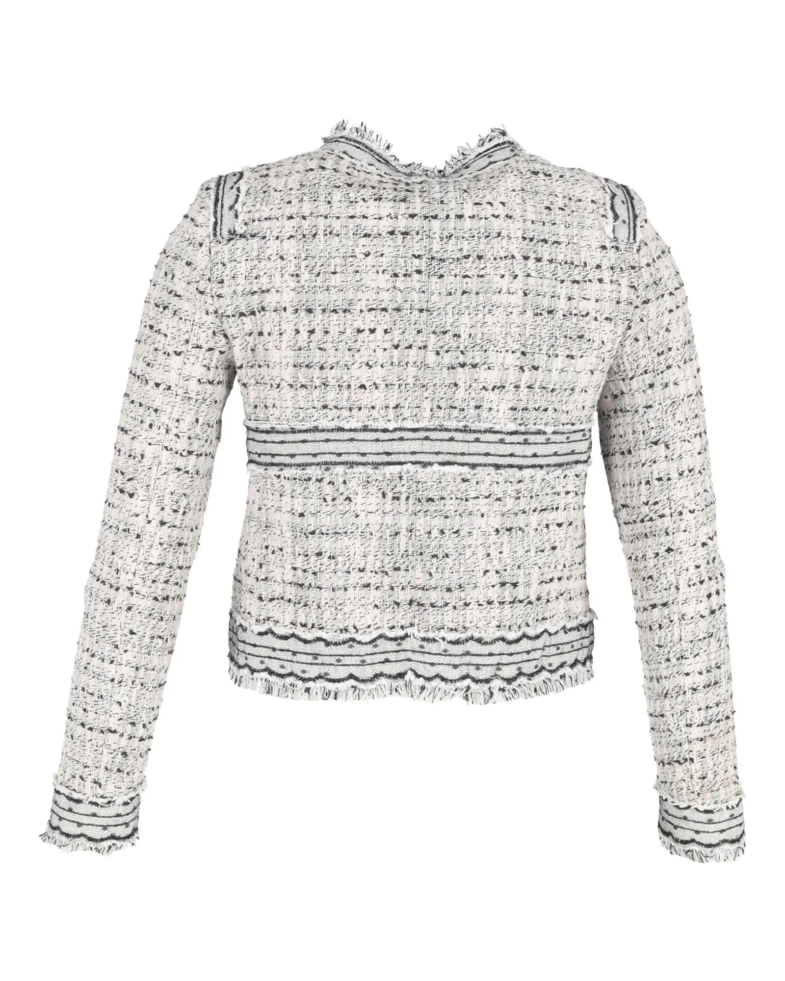 Cropped Tweed Jacket Fringe Detail