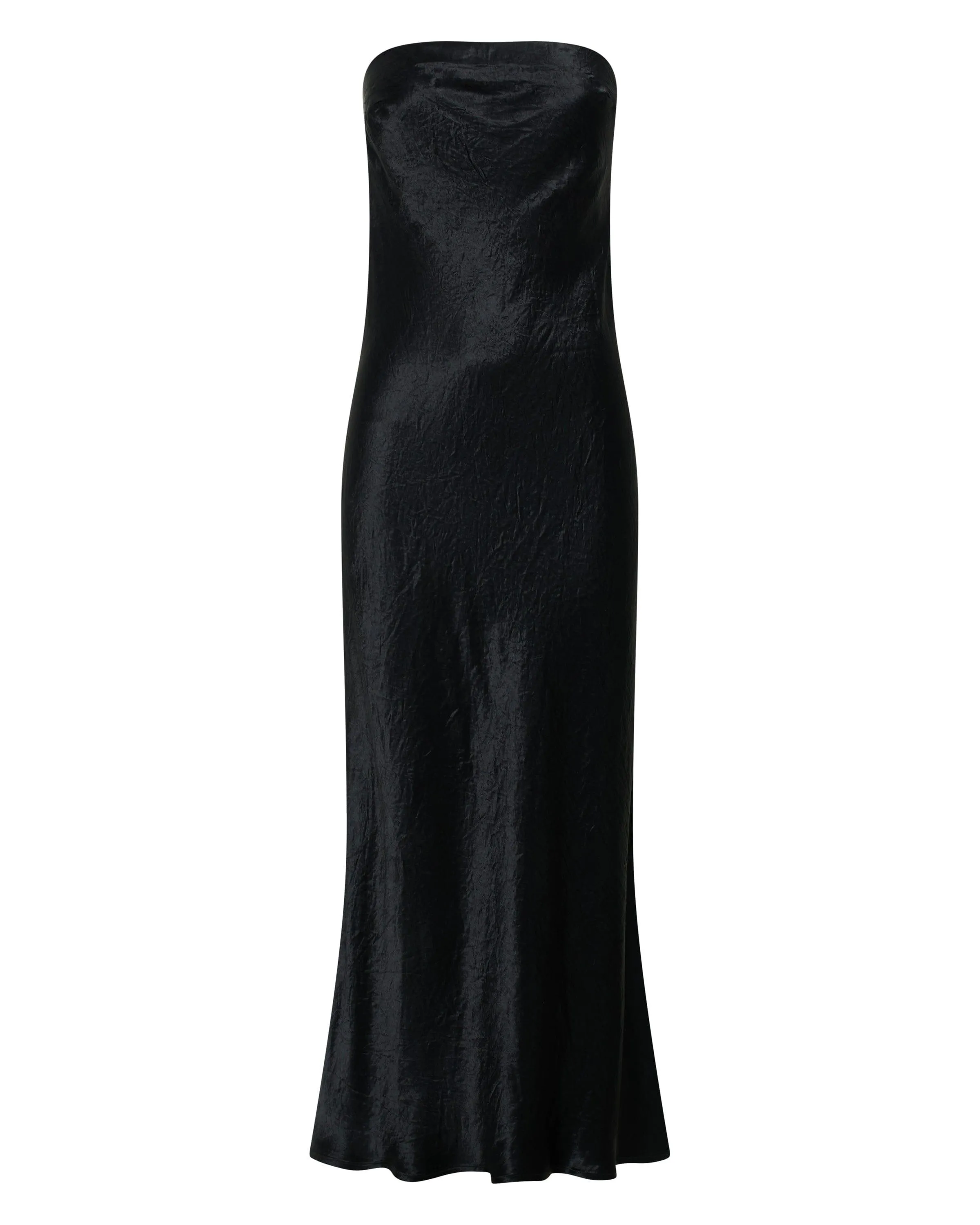CRUSH BIAS STRAPLESS DRESS | BLACK