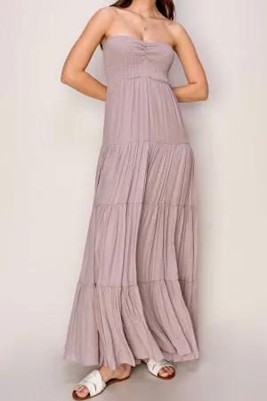 D131 RUCHED STRAPLESS DRESS
