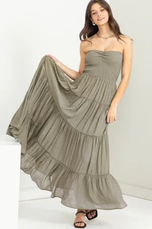 D131 RUCHED STRAPLESS DRESS