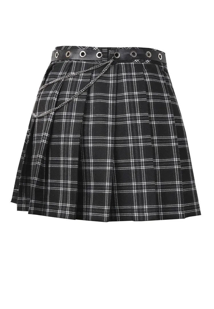 Dark In Love - Pleated Grid Star Mesh Chain - Skirt