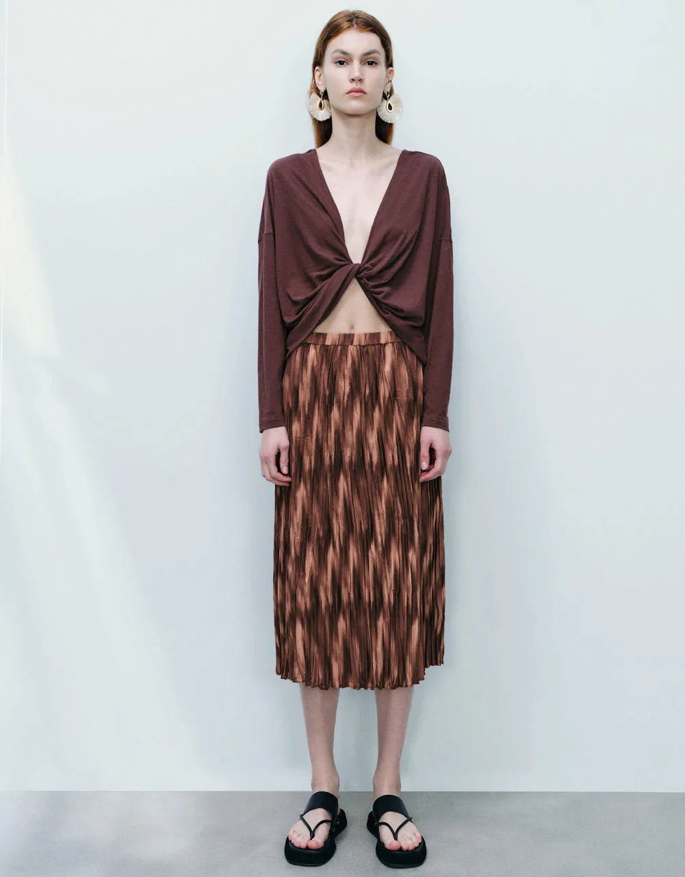 Elastic Waist A-Line Skirt