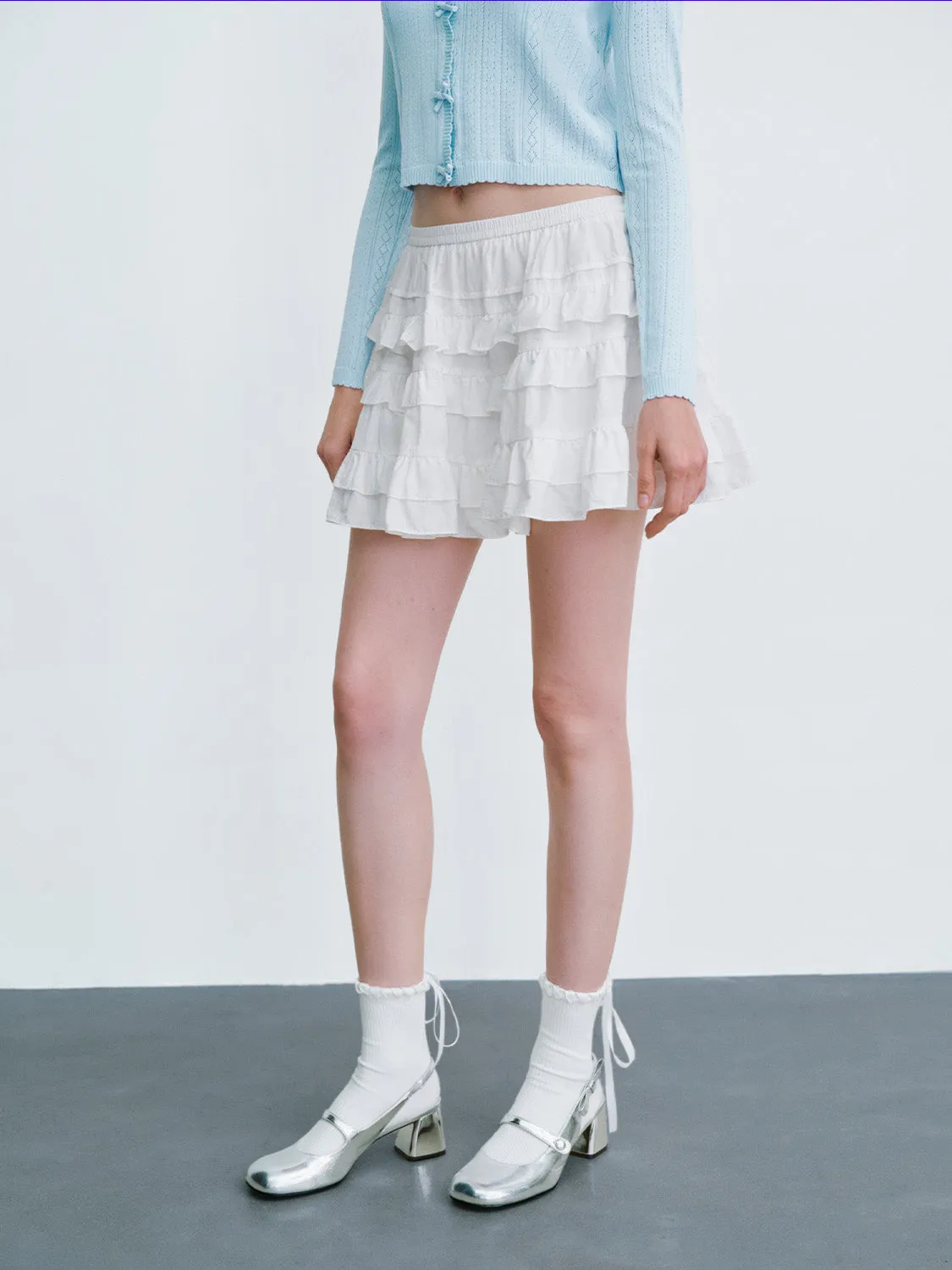 Elastic Waist Midi A-Line Skirt