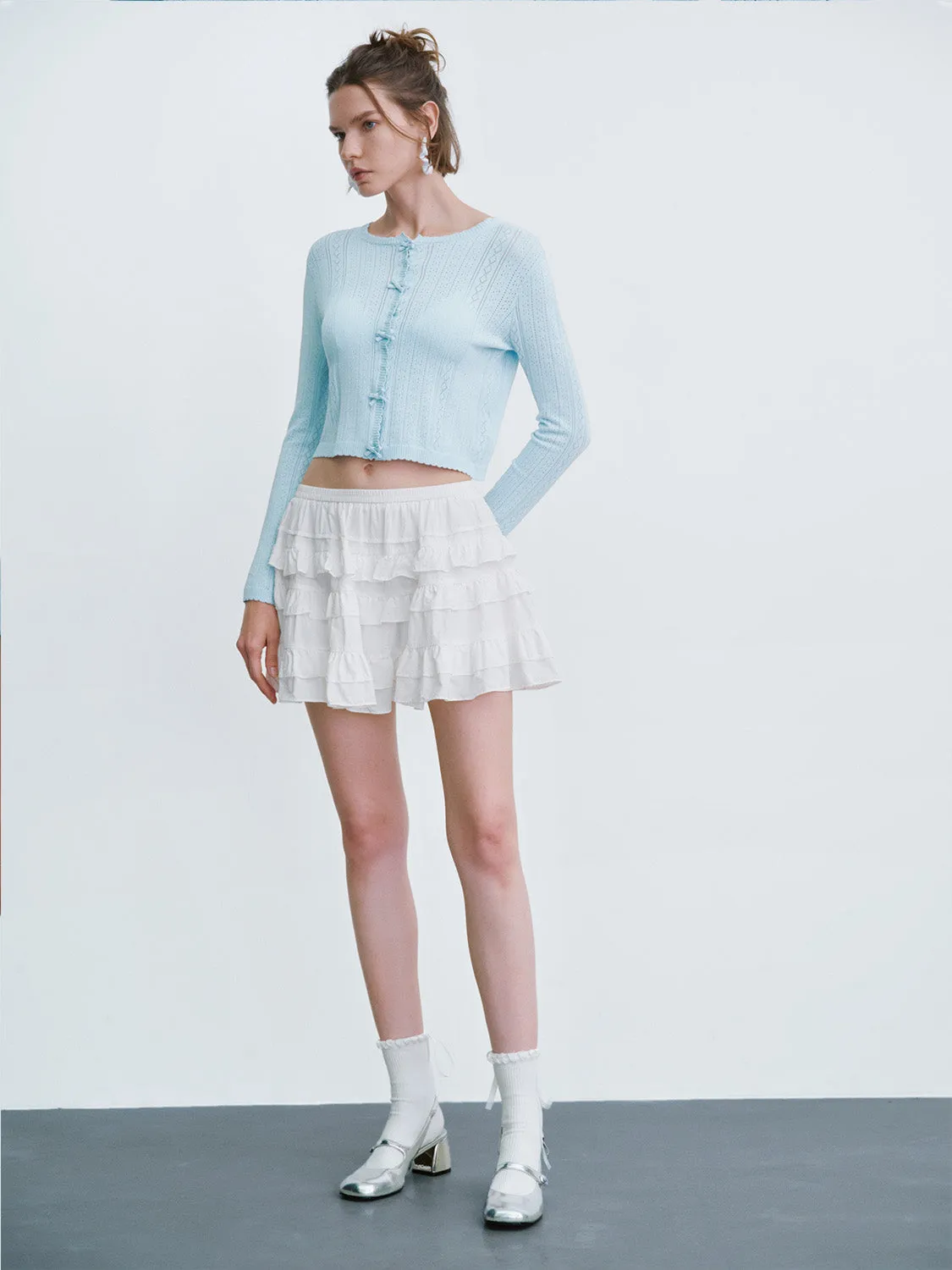 Elastic Waist Midi A-Line Skirt