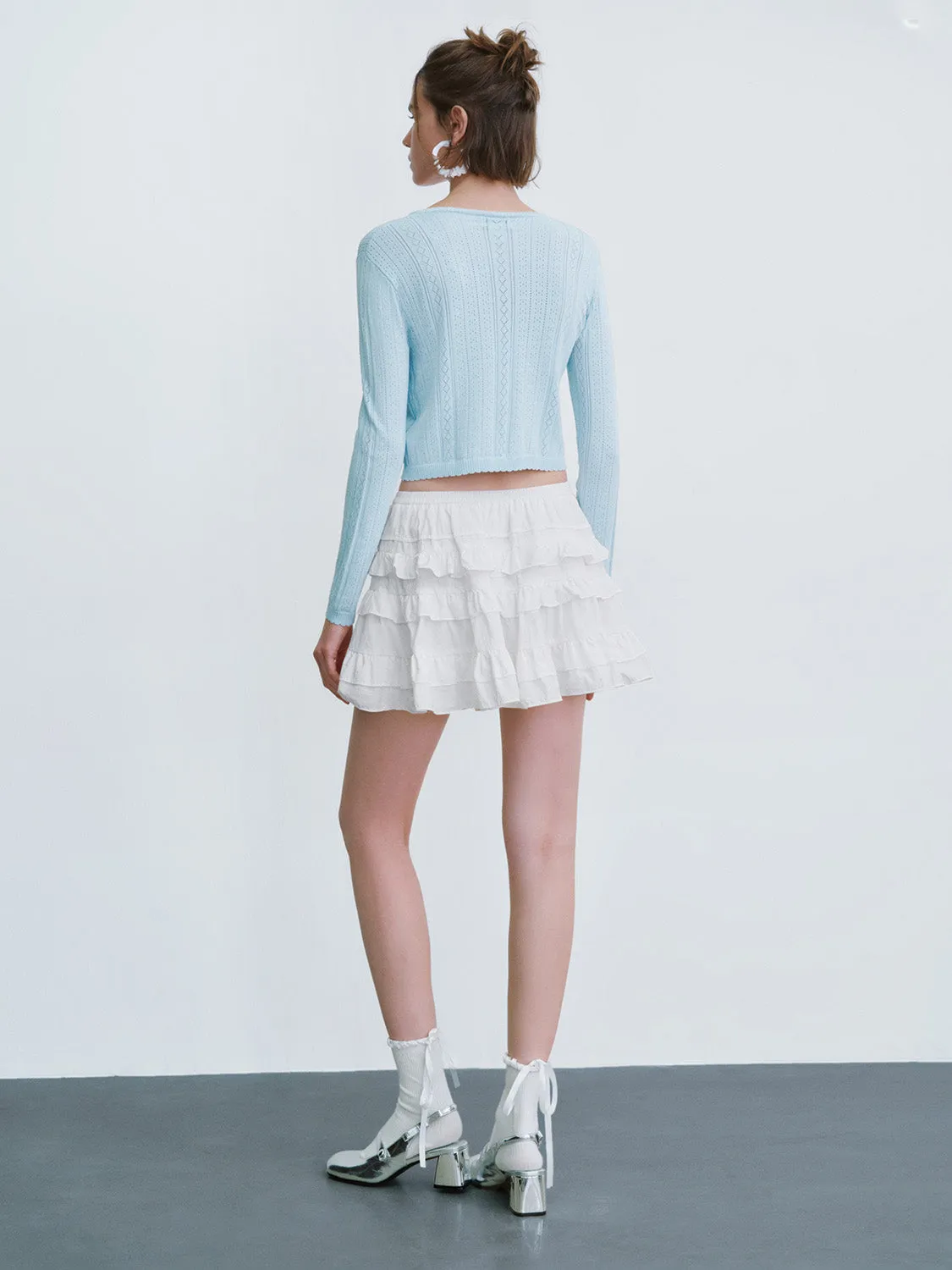 Elastic Waist Midi A-Line Skirt