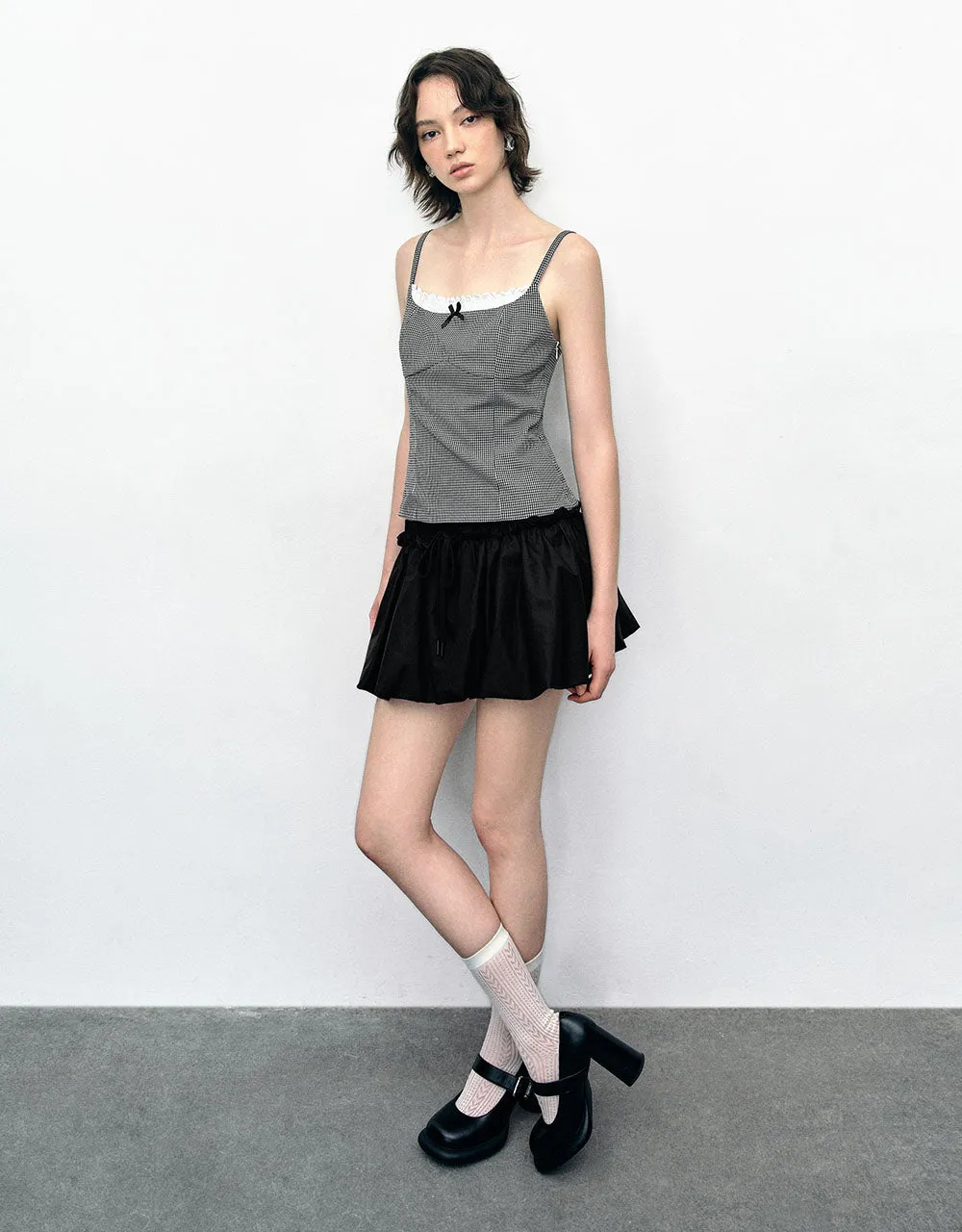 Elastic Waist Mini A-Line Skirt