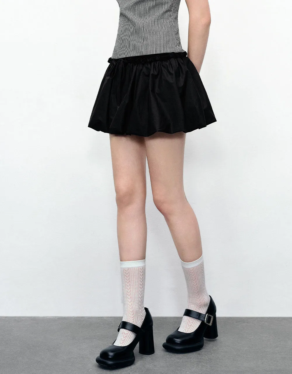 Elastic Waist Mini A-Line Skirt