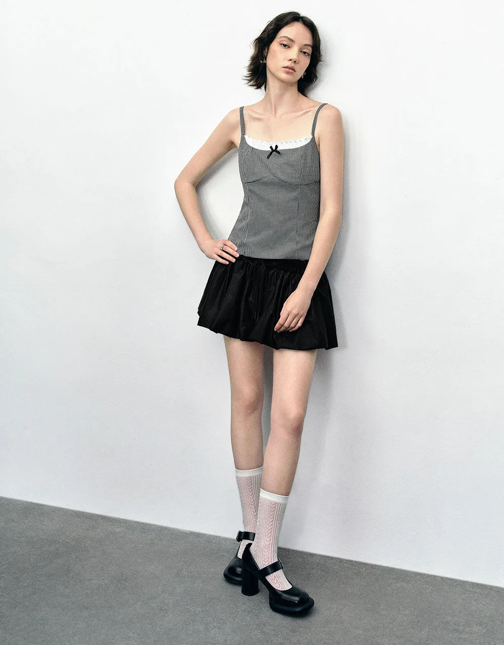 Elastic Waist Mini A-Line Skirt