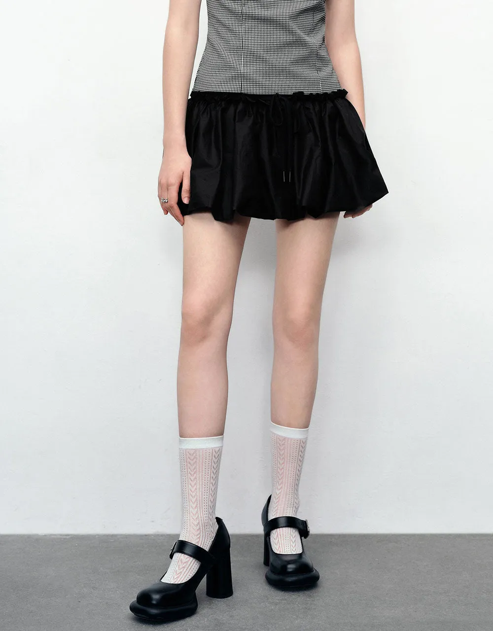 Elastic Waist Mini A-Line Skirt
