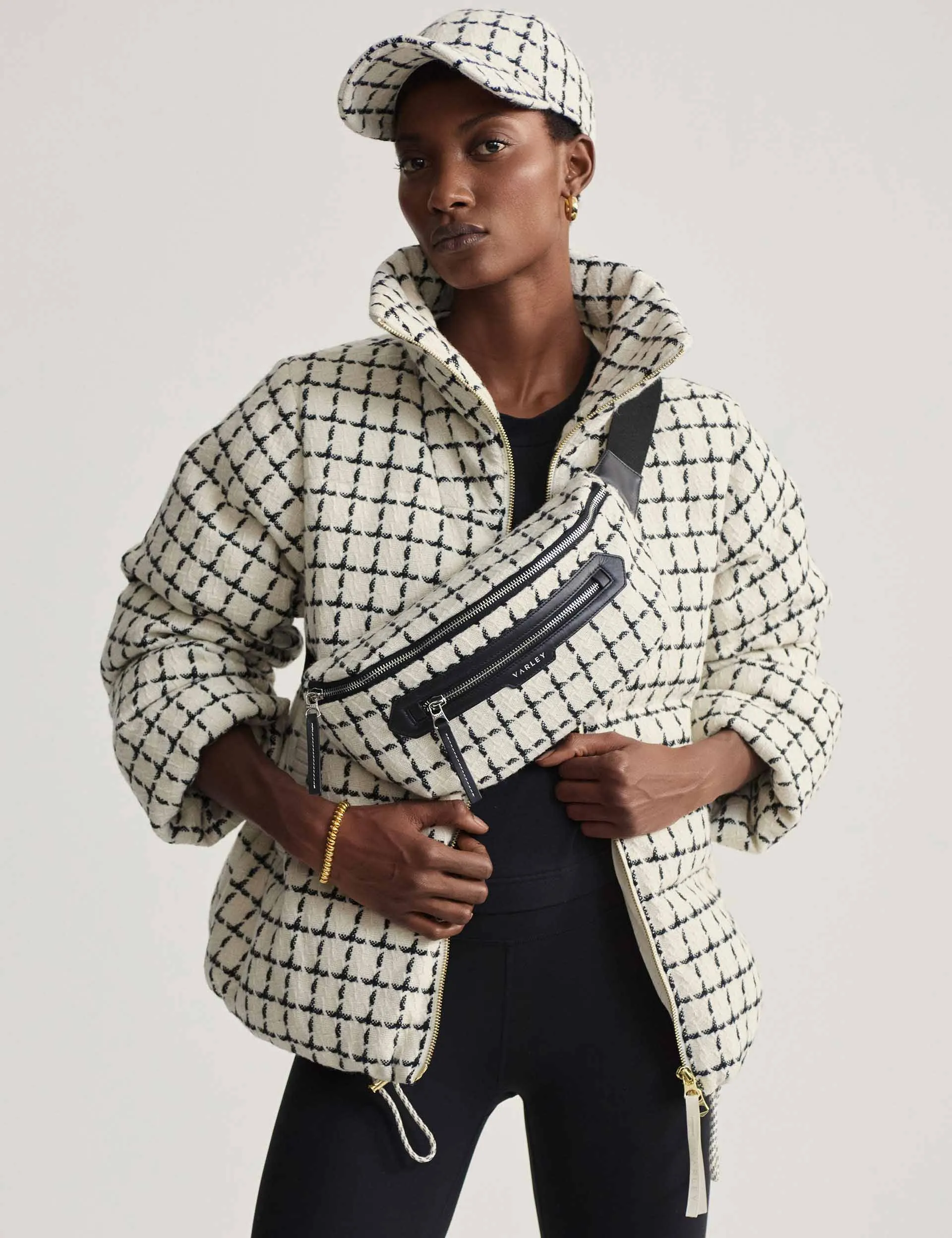 Eugene Check Puffer - Egret Mono Check