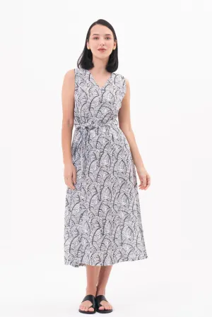 Eva Linen Midi dress White Navy