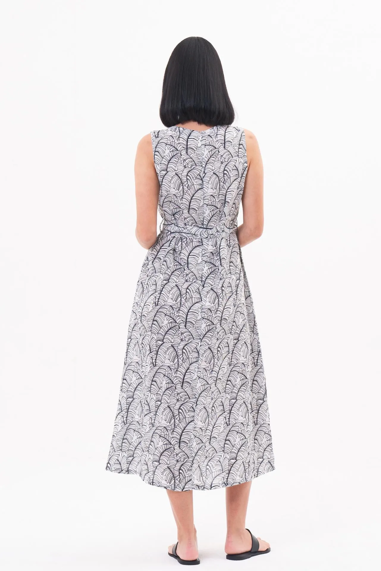 Eva Linen Midi dress White Navy