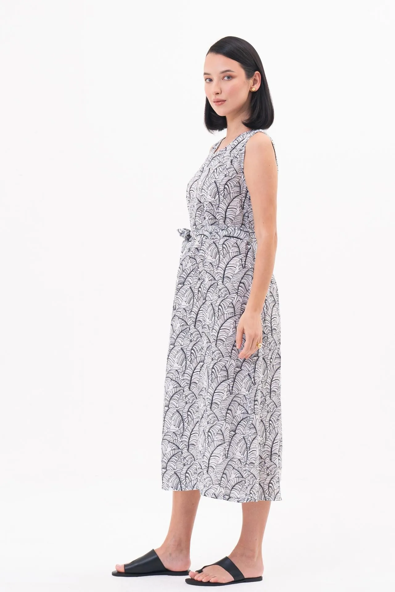 Eva Linen Midi dress White Navy