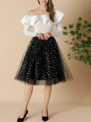 Female Sweet Cute Thin Multilayer Sparkle Dance Skirts