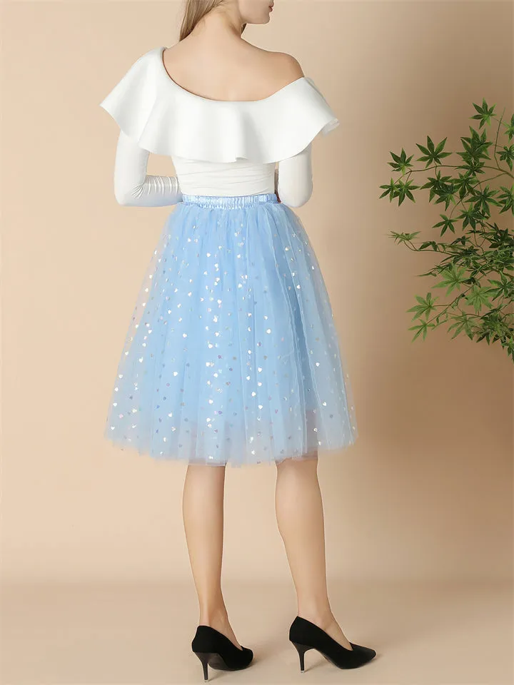 Female Sweet Cute Thin Multilayer Sparkle Dance Skirts