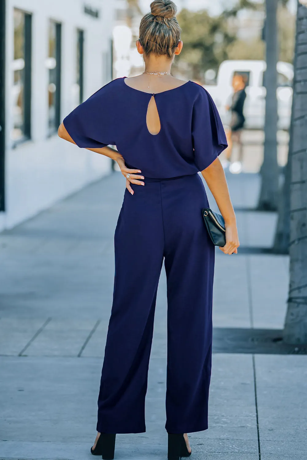 Fiery Red Belted Wide Leg Jumpsuit