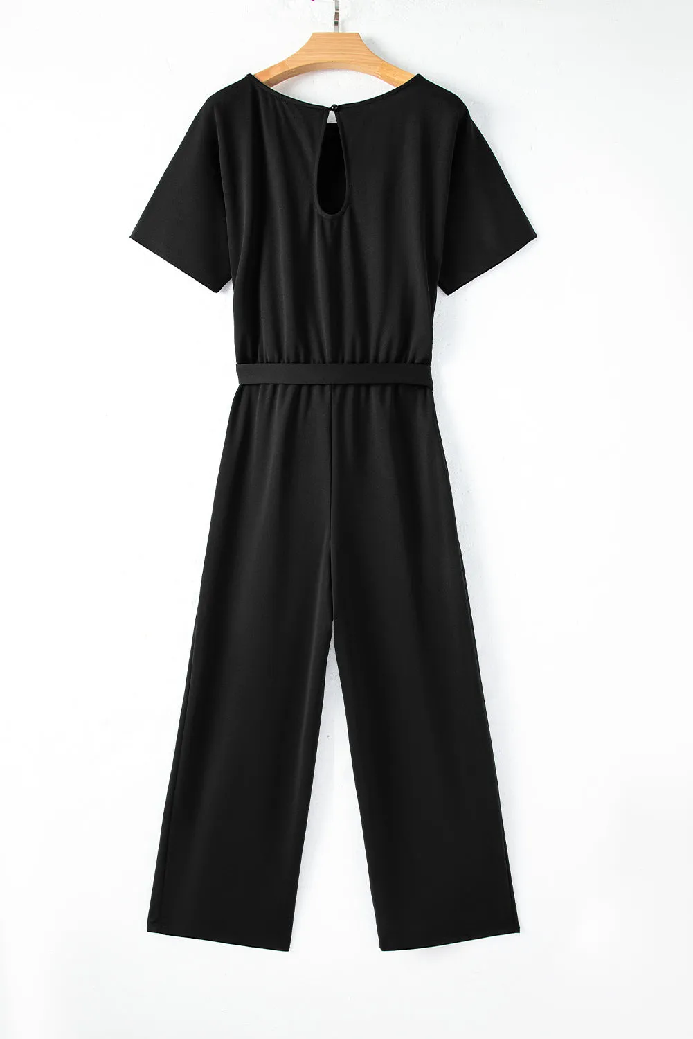 Fiery Red Belted Wide Leg Jumpsuit