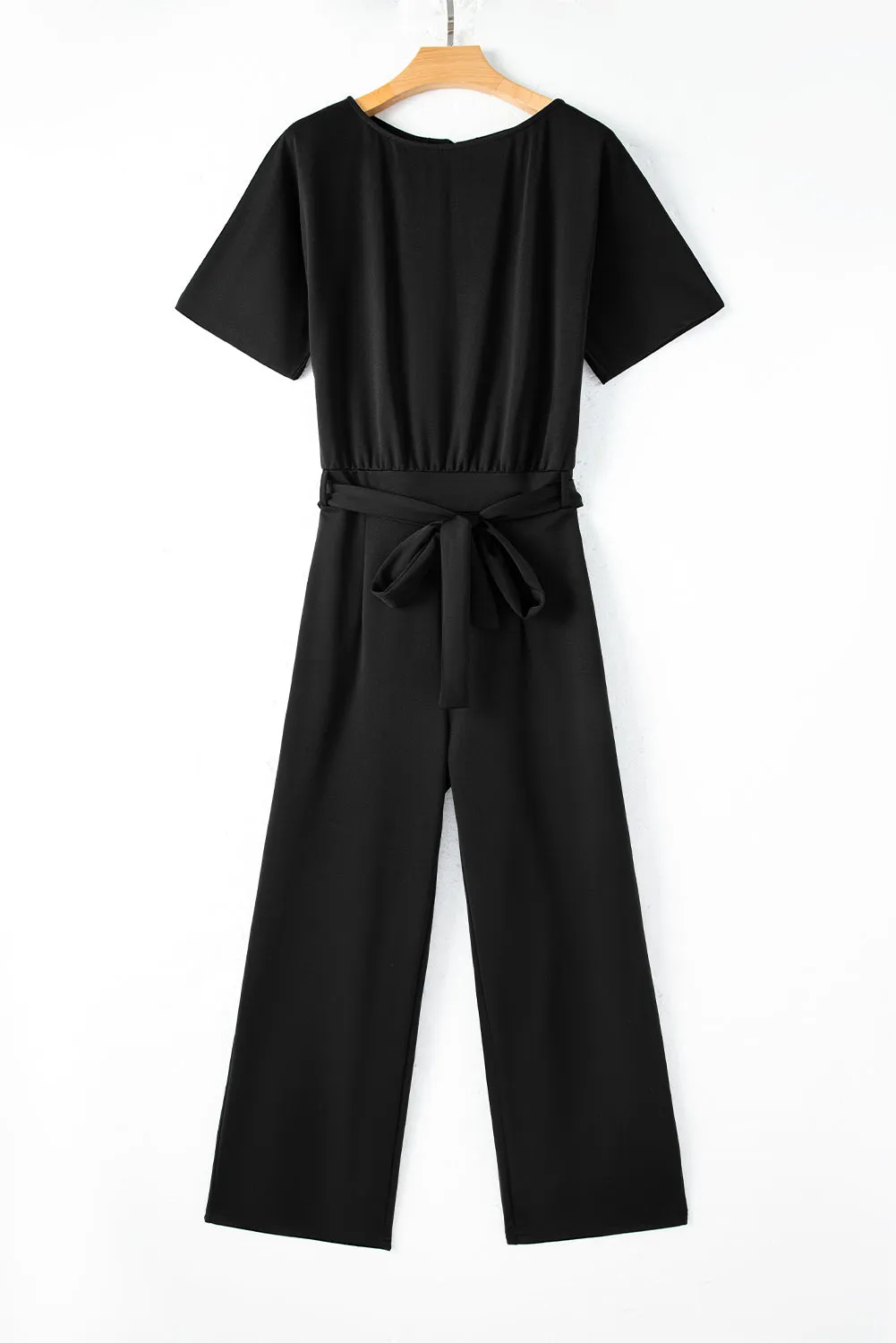 Fiery Red Belted Wide Leg Jumpsuit