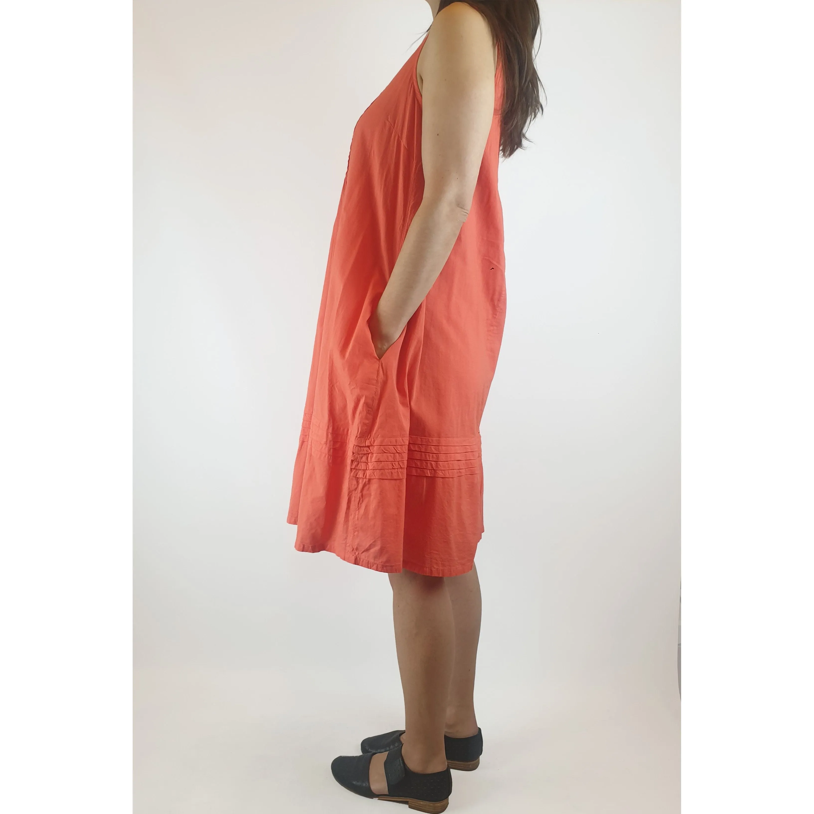 Foil second hand coral pink sleeveless cotton dress size 8