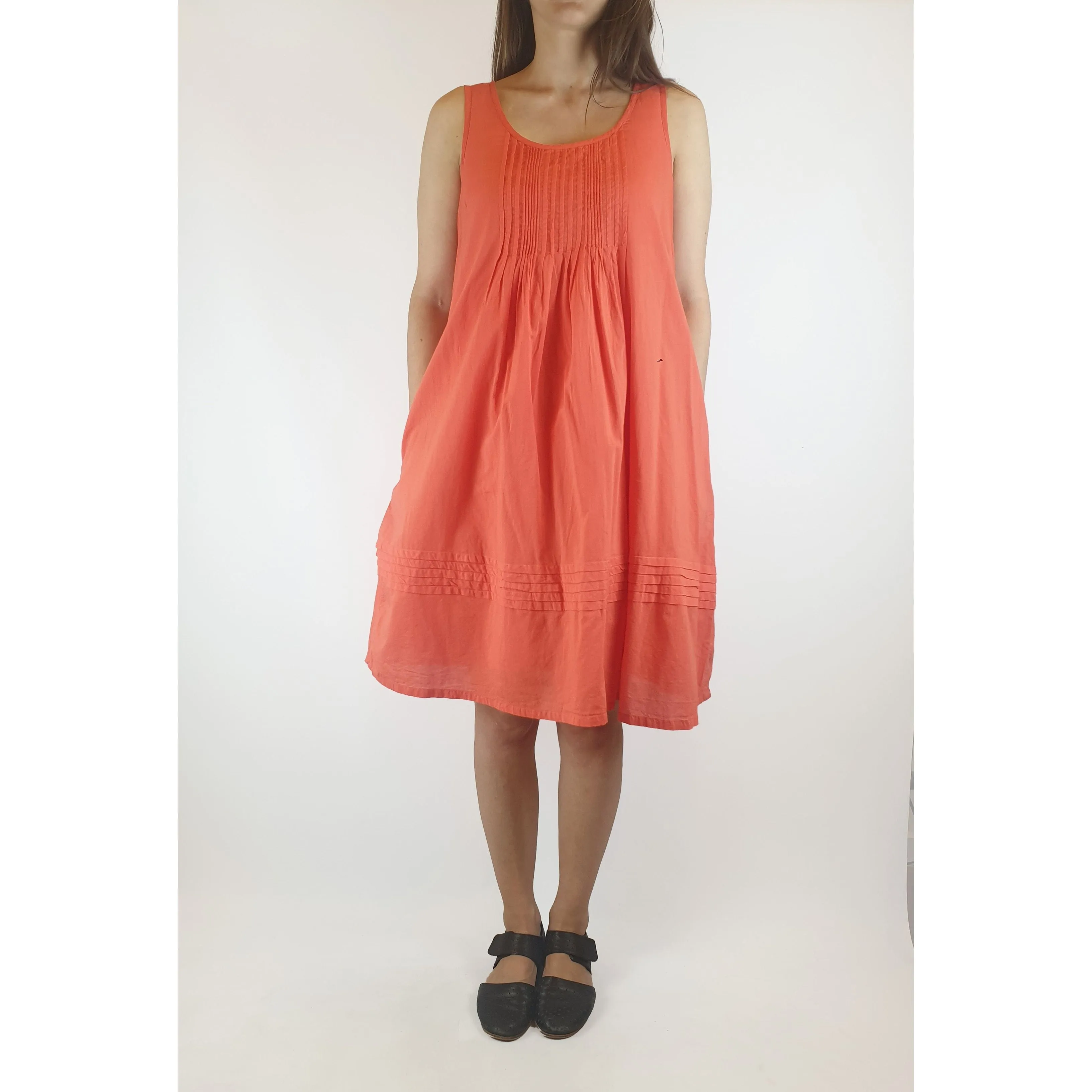 Foil second hand coral pink sleeveless cotton dress size 8