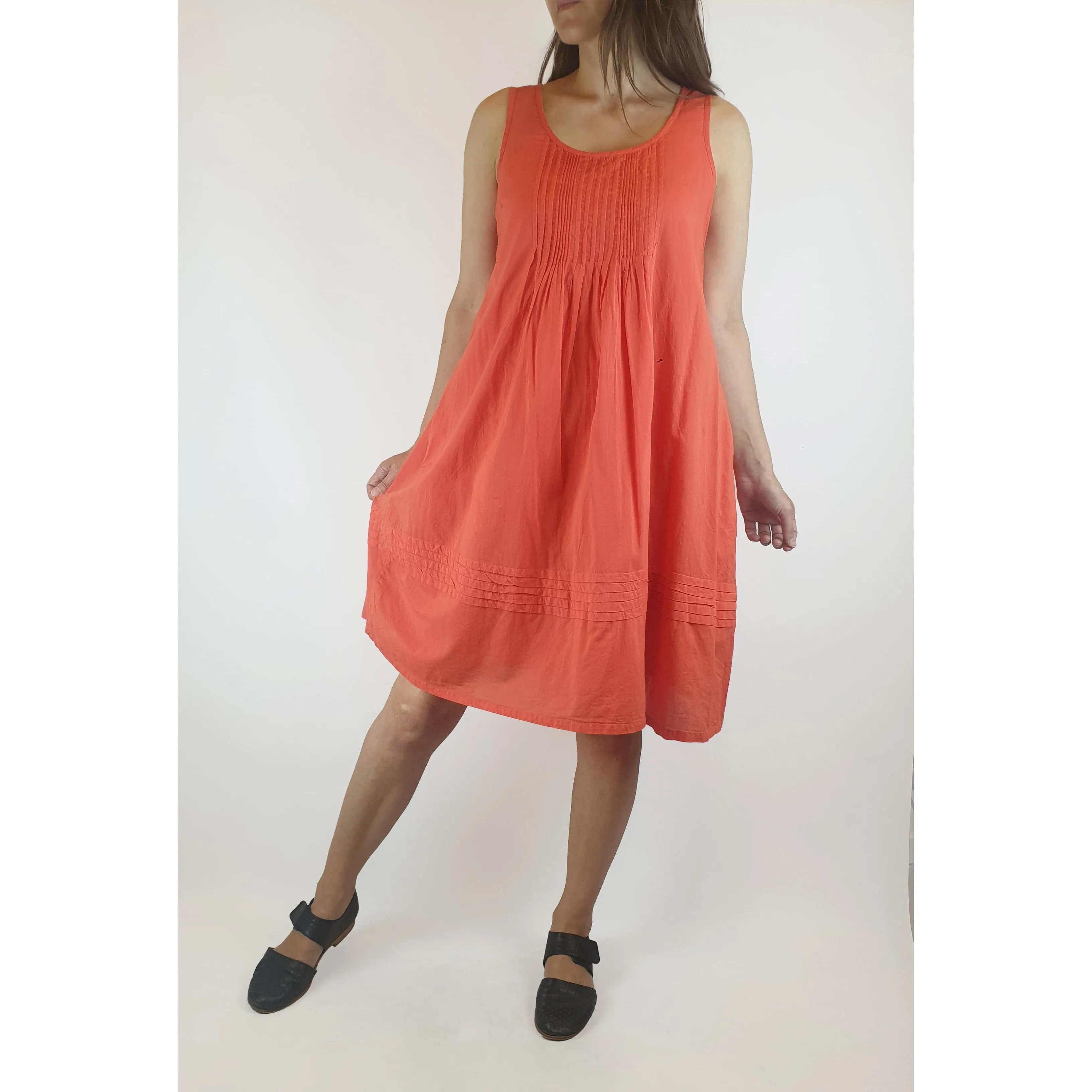 Foil second hand coral pink sleeveless cotton dress size 8